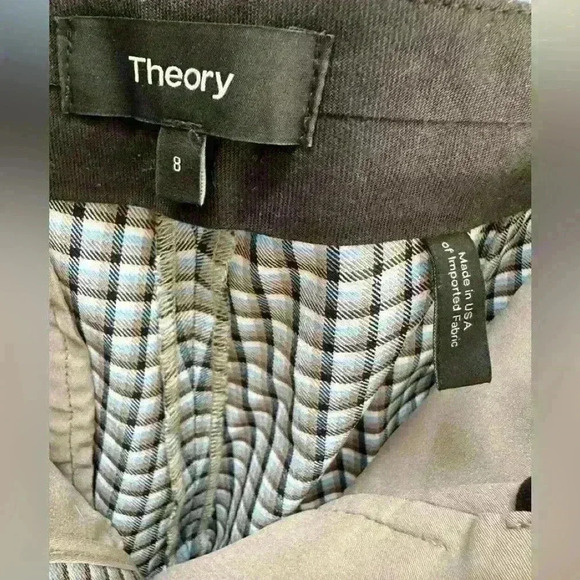 Theory straight leg cropped checkered Corpcore pant mid weight structured size 8 - Picture 7 of 7